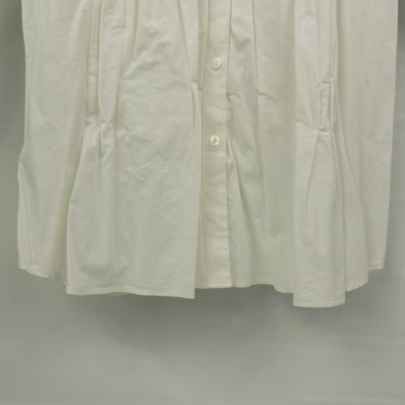 Foxcroft Shaped Stretch Ruched Button Front Collared Boho Style Blouse Size 8 - Picture 3 of 10